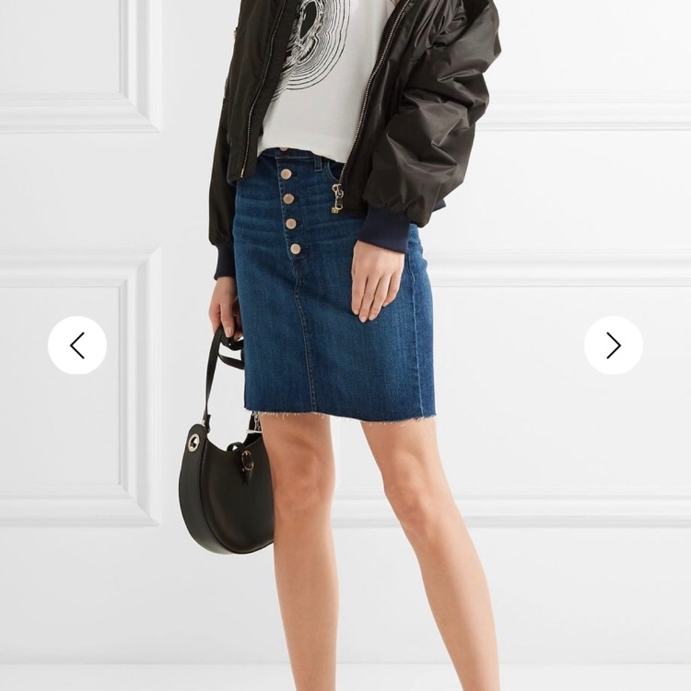 J. BRAND Button Fly Raw Hem Denim Pencil Skirt